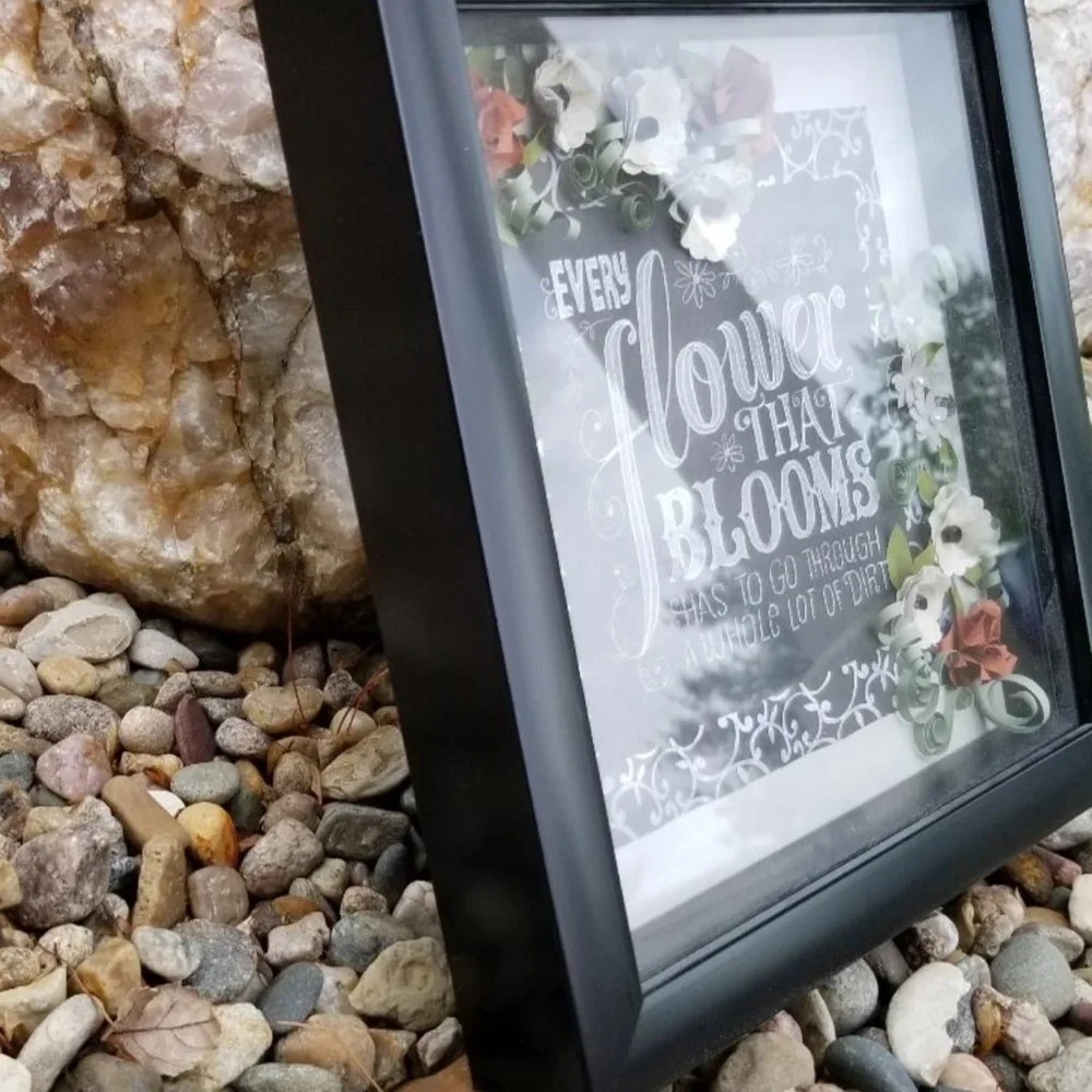 Hand made Paper art work in shadow box frame